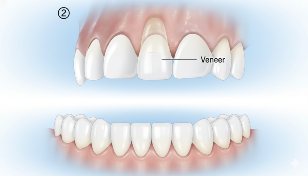 What do teeth look like under veneers — conservative prep by Dr. Sara Pelaez, Clinica Viena Medellín