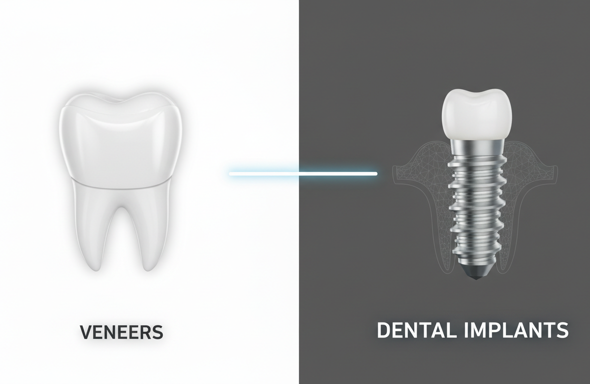 Dental implants vs veneers comparison — smile makeover at Clínica Viena Medellín