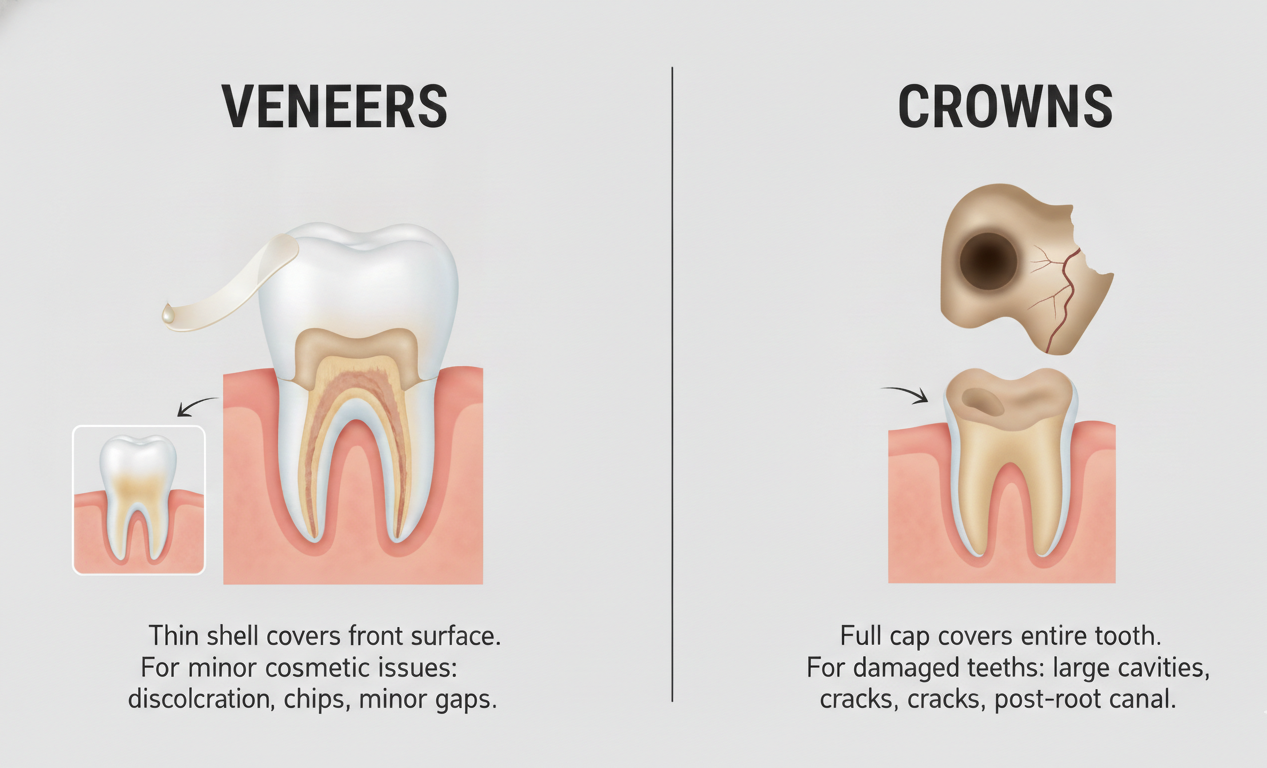 veneers vs dental crowns