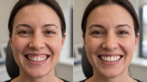 gummy smile treatment before and after at Clinica Viena Medellin